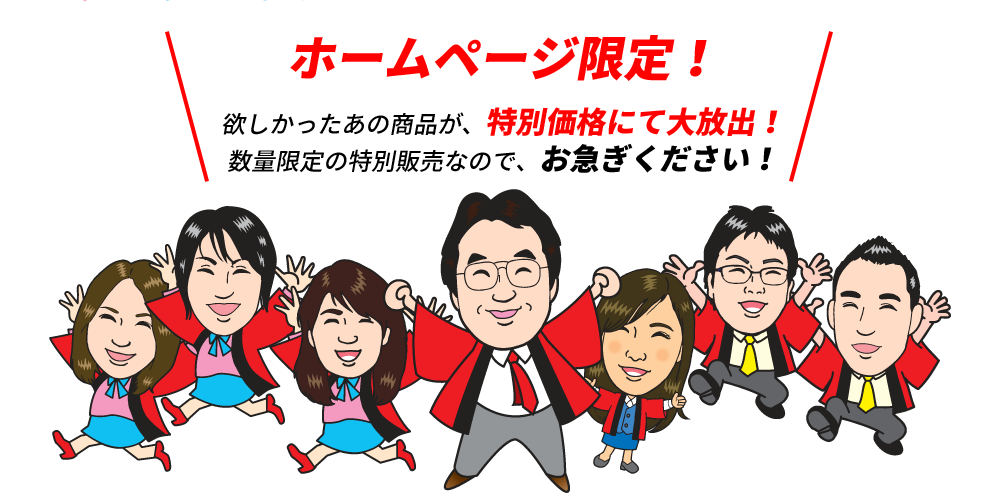 ホームページ限定！欲しかったあの商品が、特別価格にて大放出！数量限定の特別販売なので、お急ぎください！